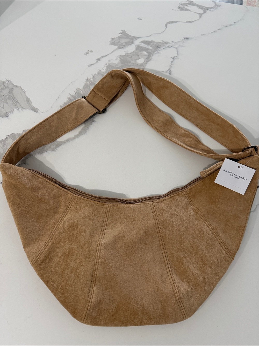 NWT American Eagle Outfitters Suede Shoulder Bag in Tan